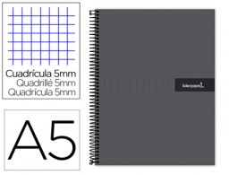 Cuaderno espiral Liderpapel Crafty A5 tapa extradura 120h micro 90g c/5mm. color negro